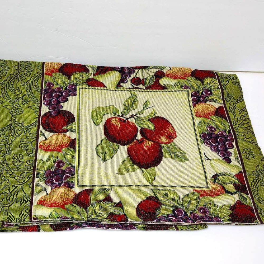 Gold Coast Fruit Tapestry Placemats Set Of 4 Apples Grapes Green Colorful Casual